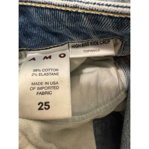 Amo High Rise Kick Crop Jeans Sz 25 Topanga Wash Chic Trendy Light Wash Flare - Picture 7 of 9